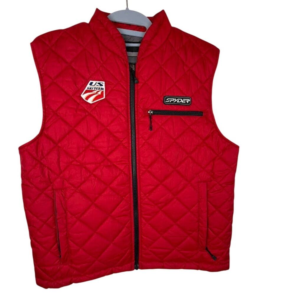 Vintage 90s Spyder US Ski Team Pro Gear Quilted Puffer Vest Red Men's‎ Small